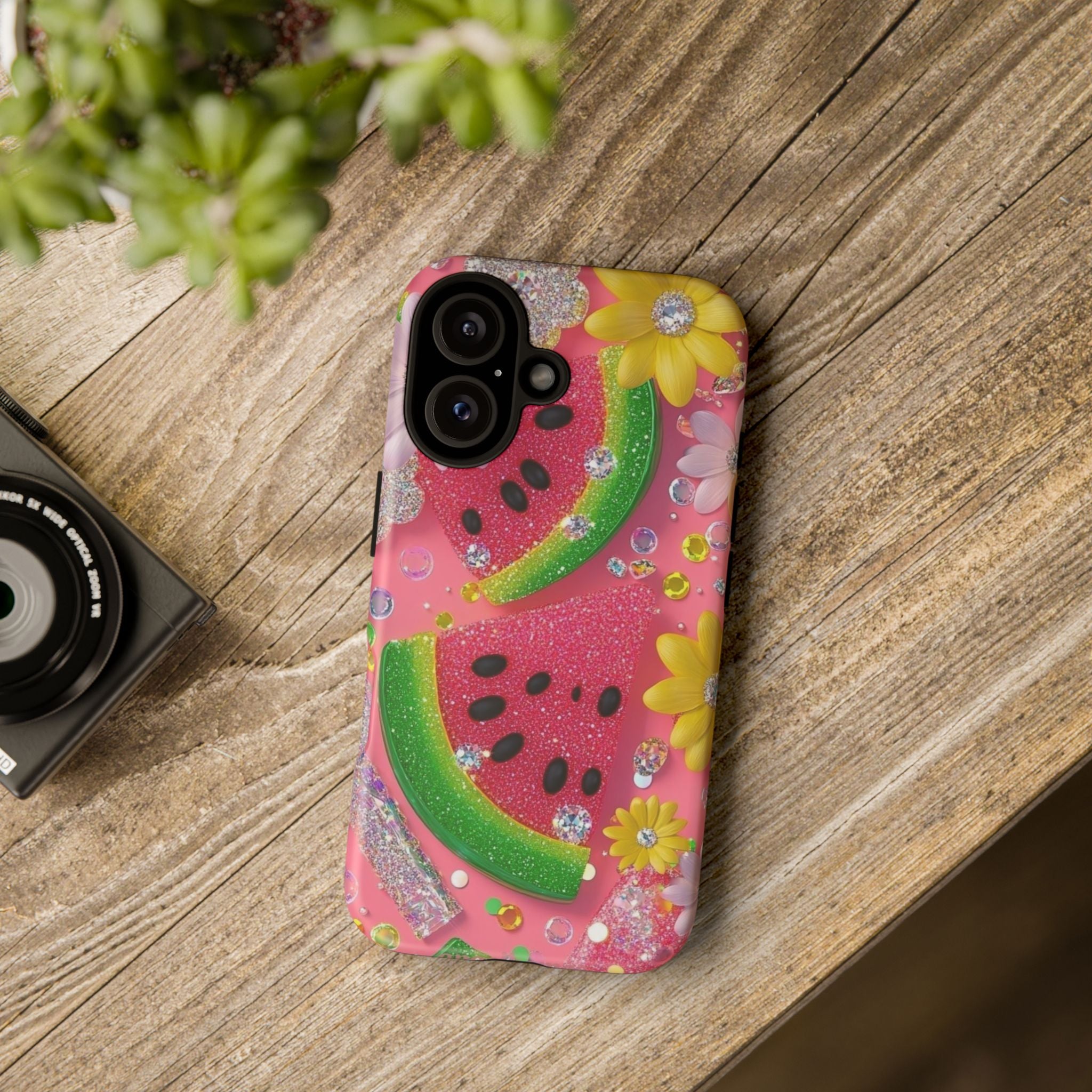 Glitter Watermelon Phone Case — Pink Sparkle Fruit iPhone Cover
