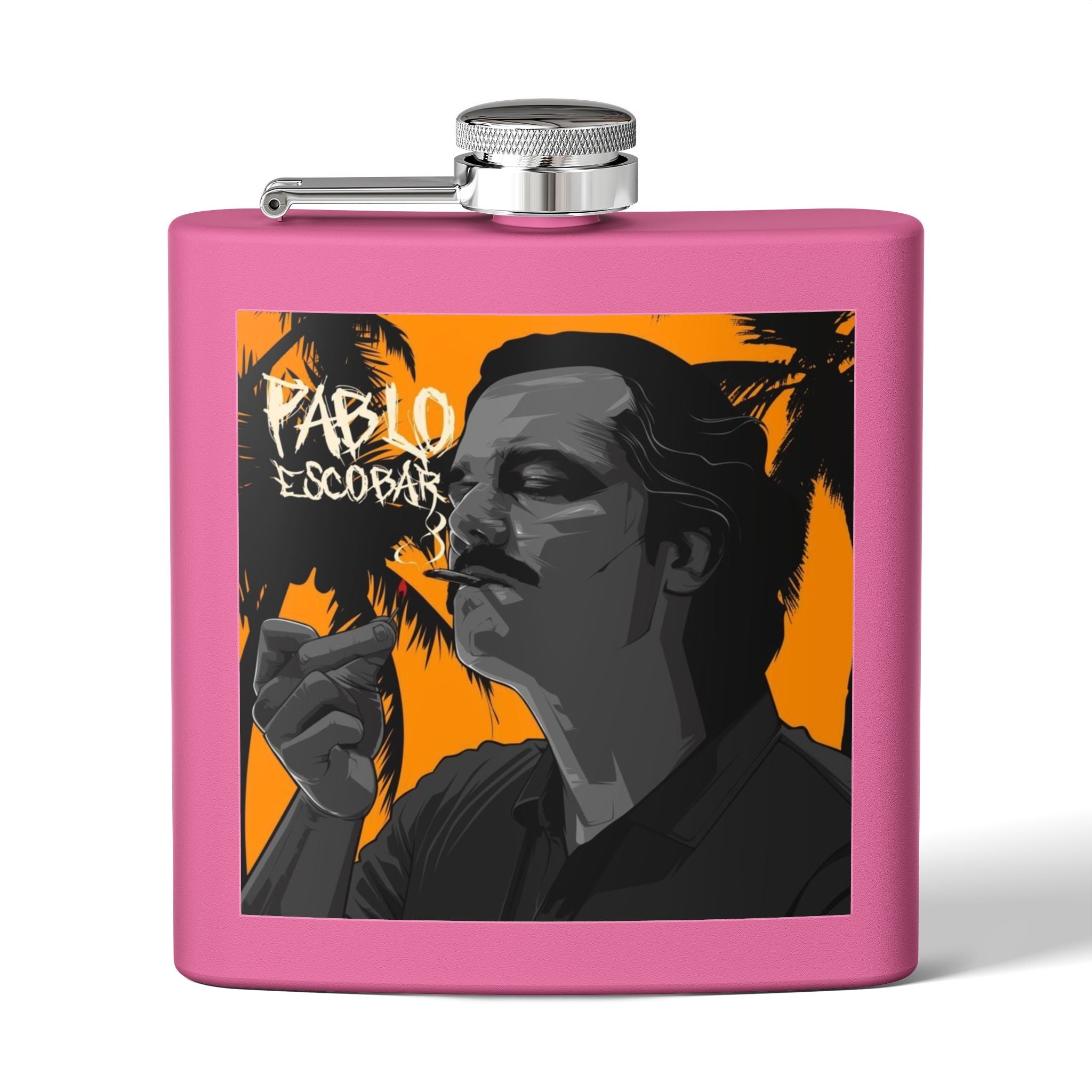 6oz Stainless Steel Flask — Retro Thriller Portrait Design