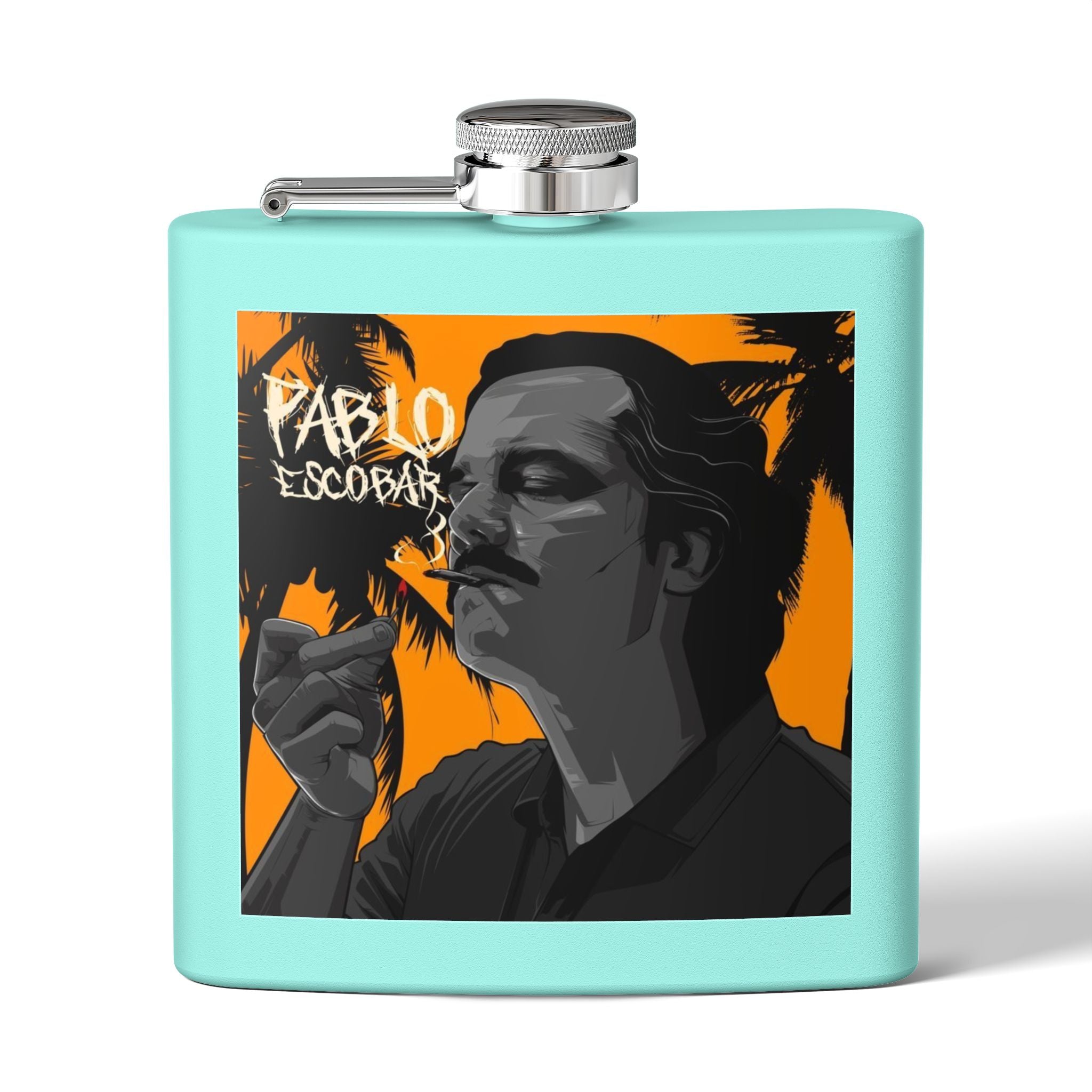 6oz Stainless Steel Flask — Retro Thriller Portrait Design