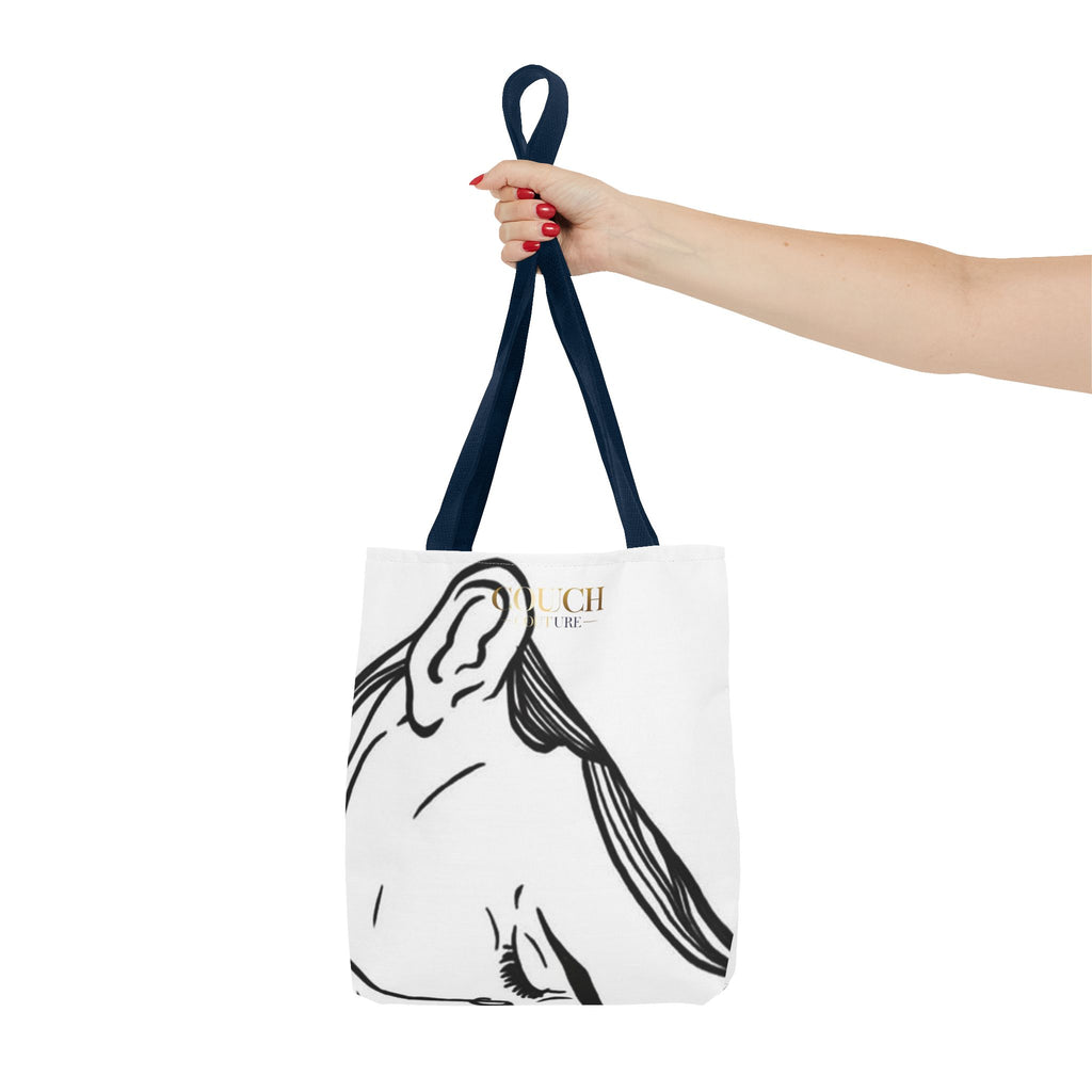 Minimalist Line Art Tote Bag — 'Touch the Trend' Candlestick Chart Design