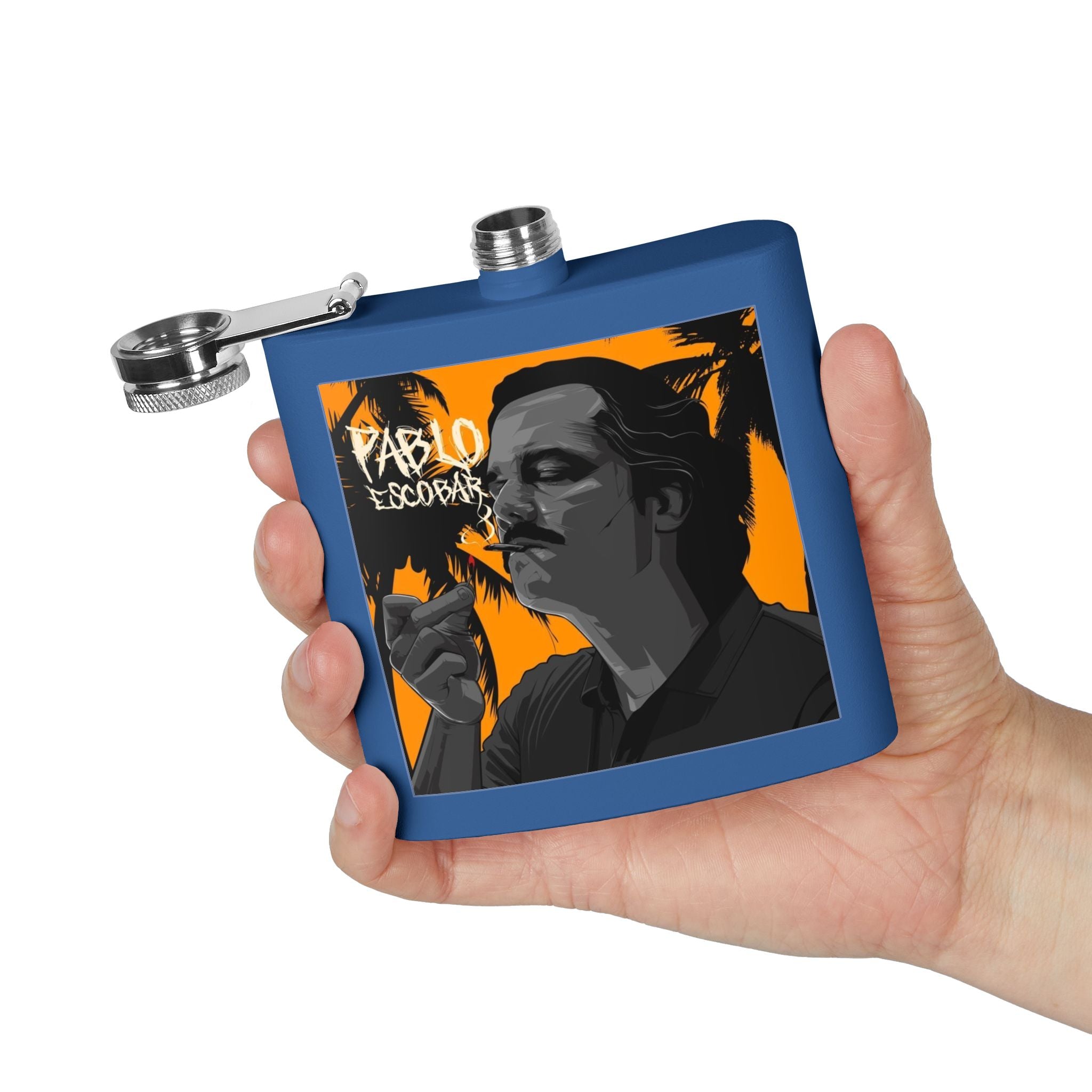 6oz Stainless Steel Flask — Retro Thriller Portrait Design