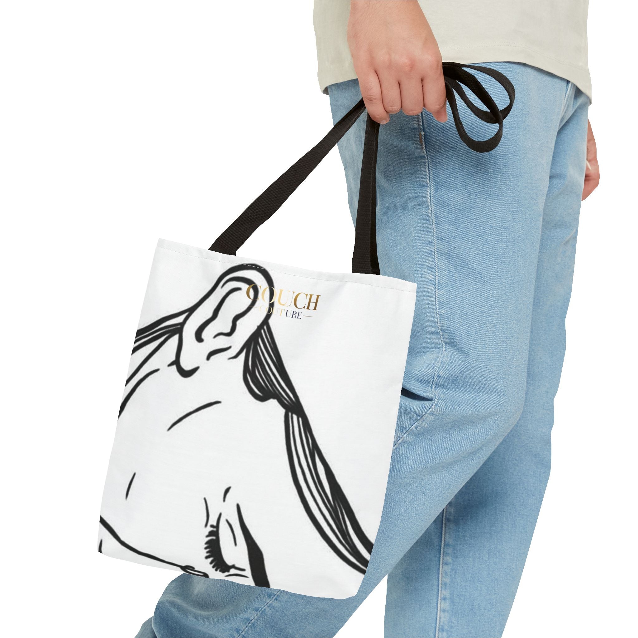 Minimalist Line Art Tote Bag — 'Touch the Trend' Candlestick Chart Design