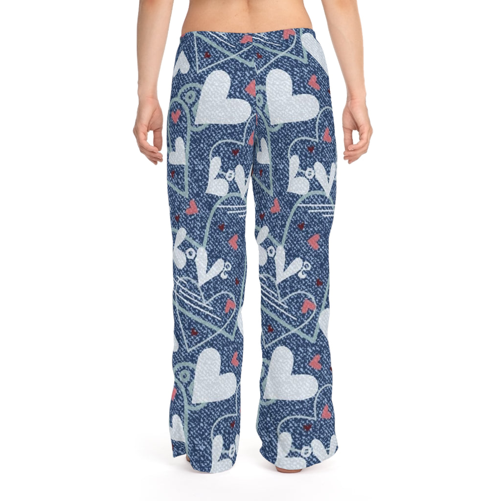 Love Pattern Pajama Pants — Women's Cozy Heart Lounge Pants