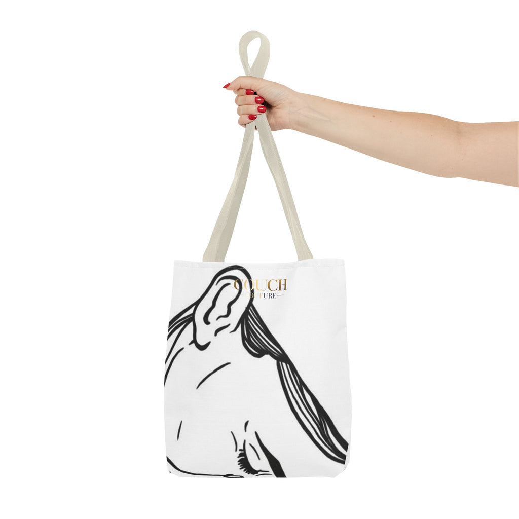 Minimalist Line Art Tote Bag — 'Touch the Trend' Candlestick Chart Design