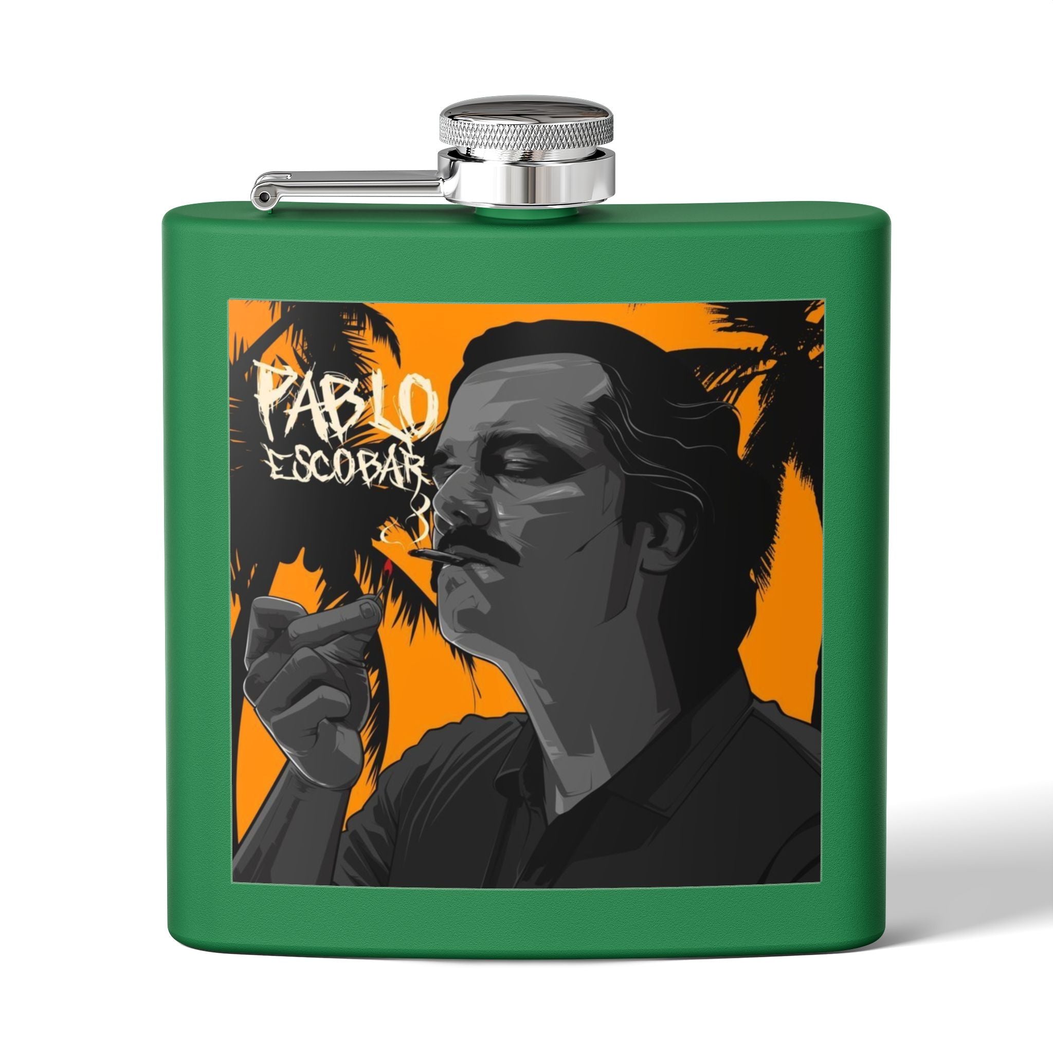 6oz Stainless Steel Flask — Retro Thriller Portrait Design