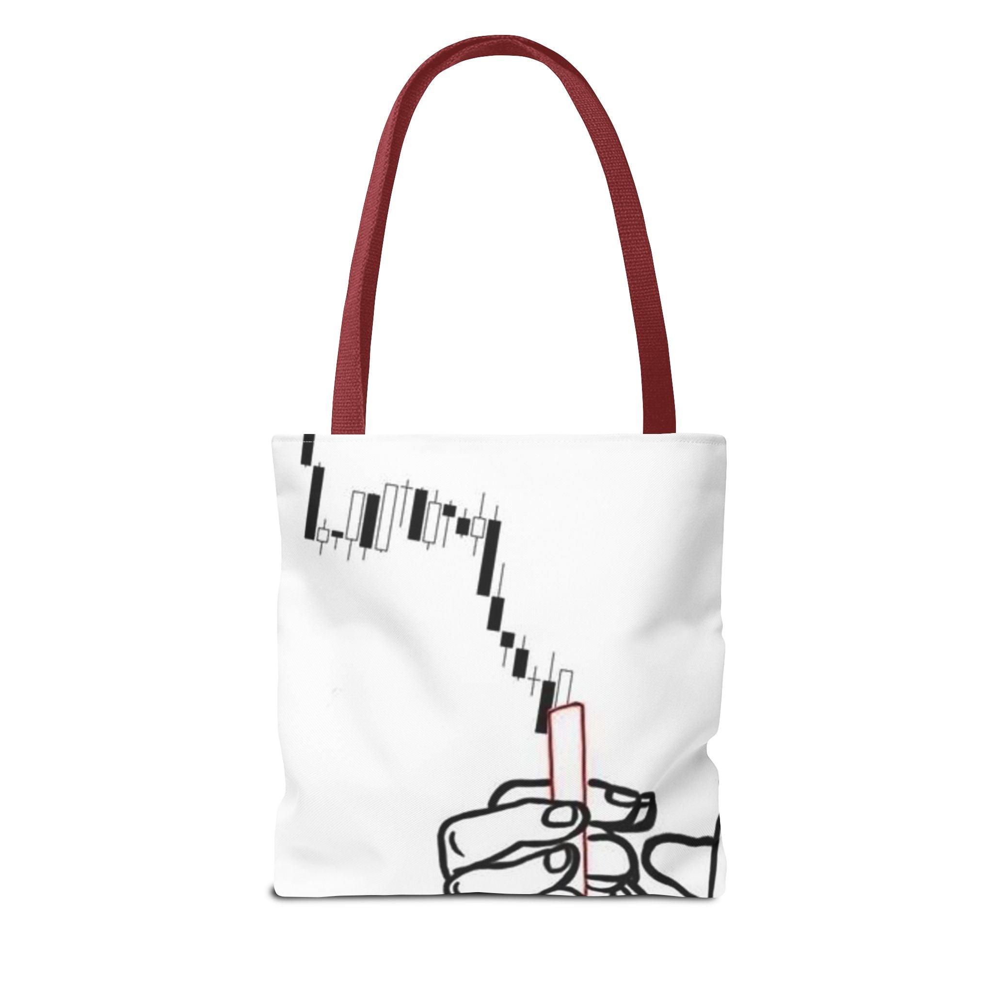Minimalist Line Art Tote Bag — 'Touch the Trend' Candlestick Chart Design