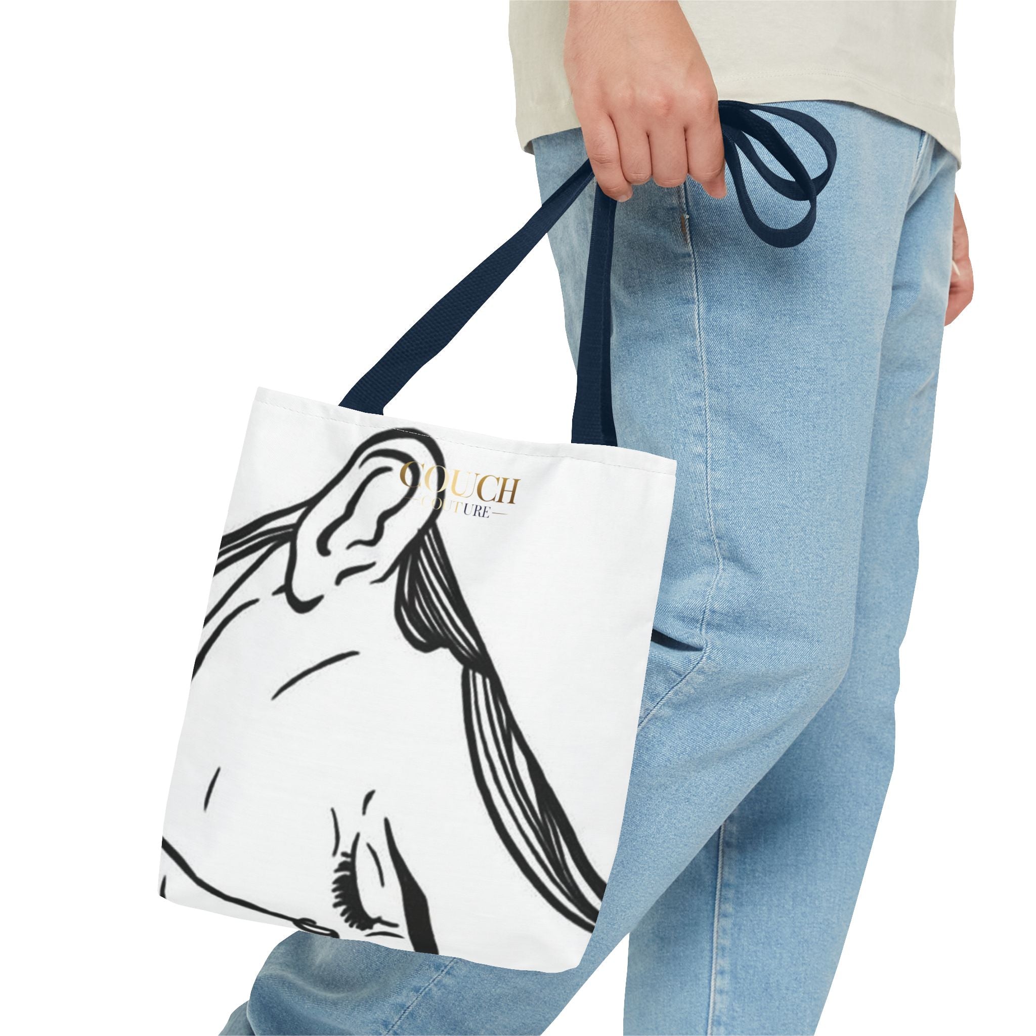 Minimalist Line Art Tote Bag — 'Touch the Trend' Candlestick Chart Design