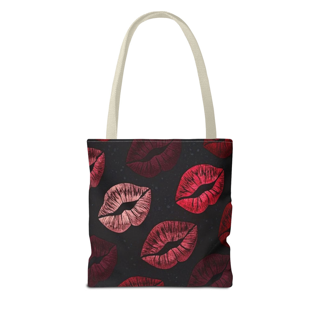 Kiss Print Tote Bag — Red Lip Pattern All-Over-Print Beach & Everyday Shopper