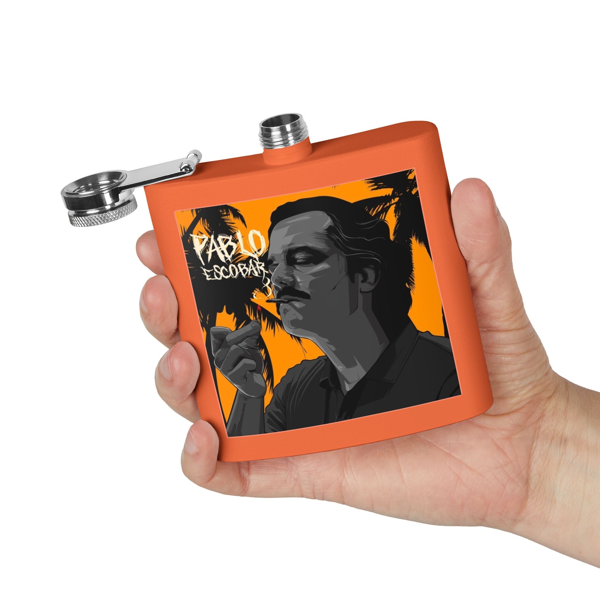 6oz Stainless Steel Flask — Retro Thriller Portrait Design