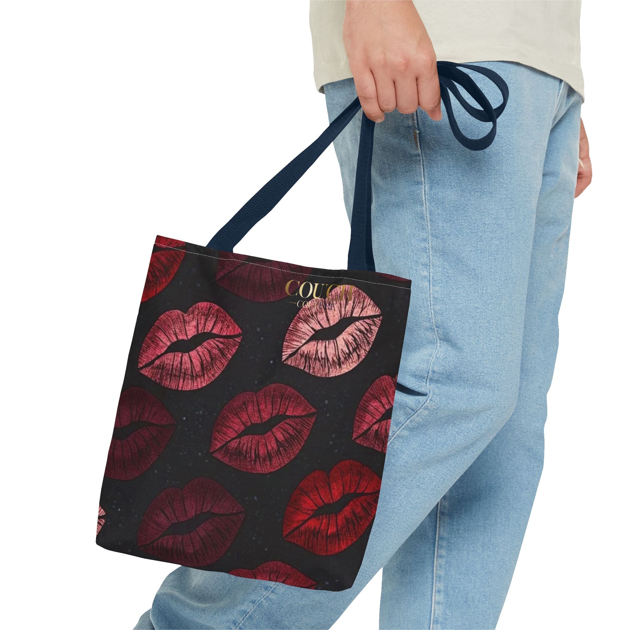 Kiss Print Tote Bag — Red Lip Pattern All-Over-Print Beach & Everyday Shopper