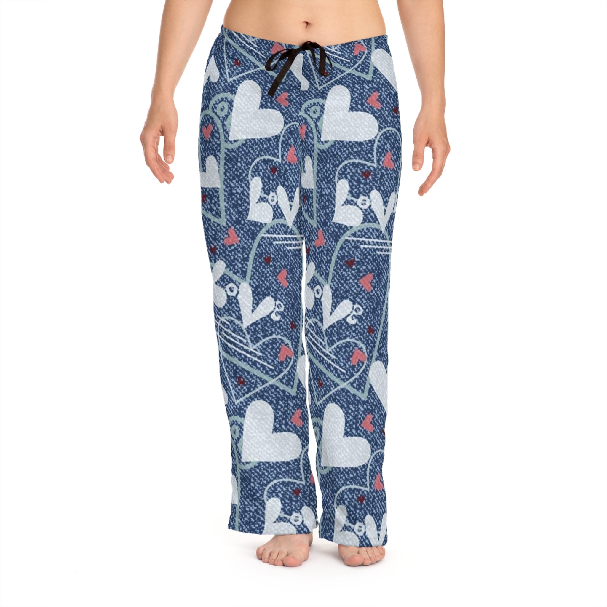 Love Pattern Pajama Pants — Women's Cozy Heart Lounge Pants