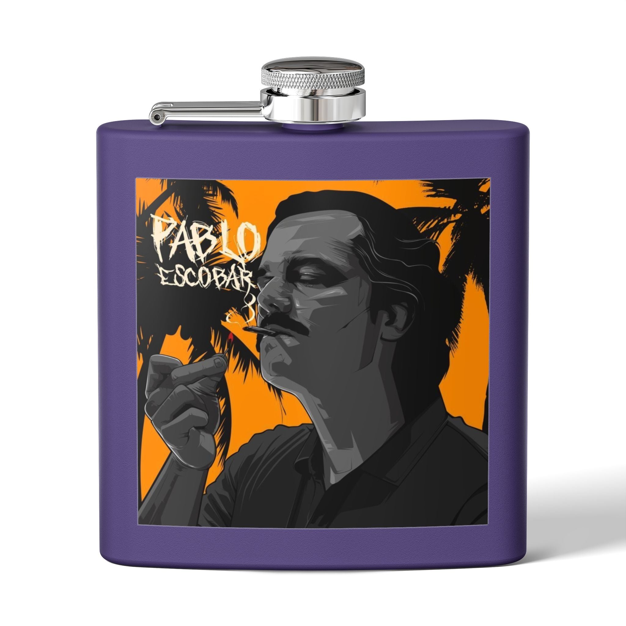 6oz Stainless Steel Flask — Retro Thriller Portrait Design