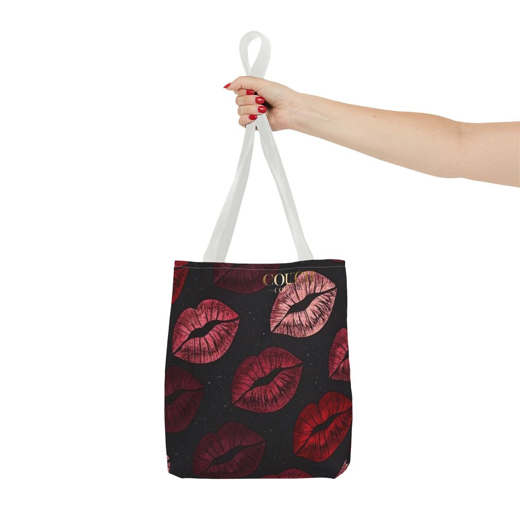 Kiss Print Tote Bag — Red Lip Pattern All-Over-Print Beach & Everyday Shopper