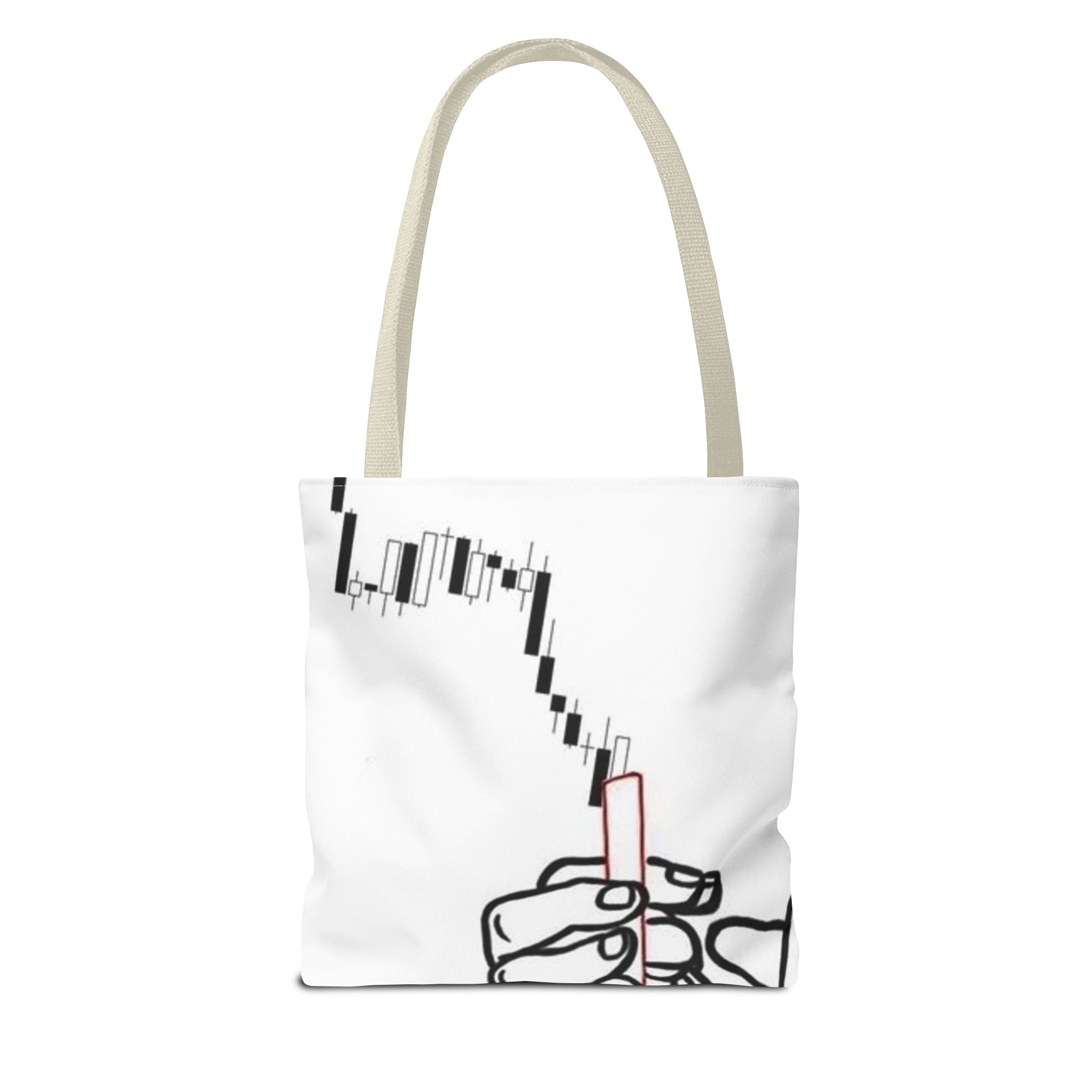Minimalist Line Art Tote Bag — 'Touch the Trend' Candlestick Chart Design
