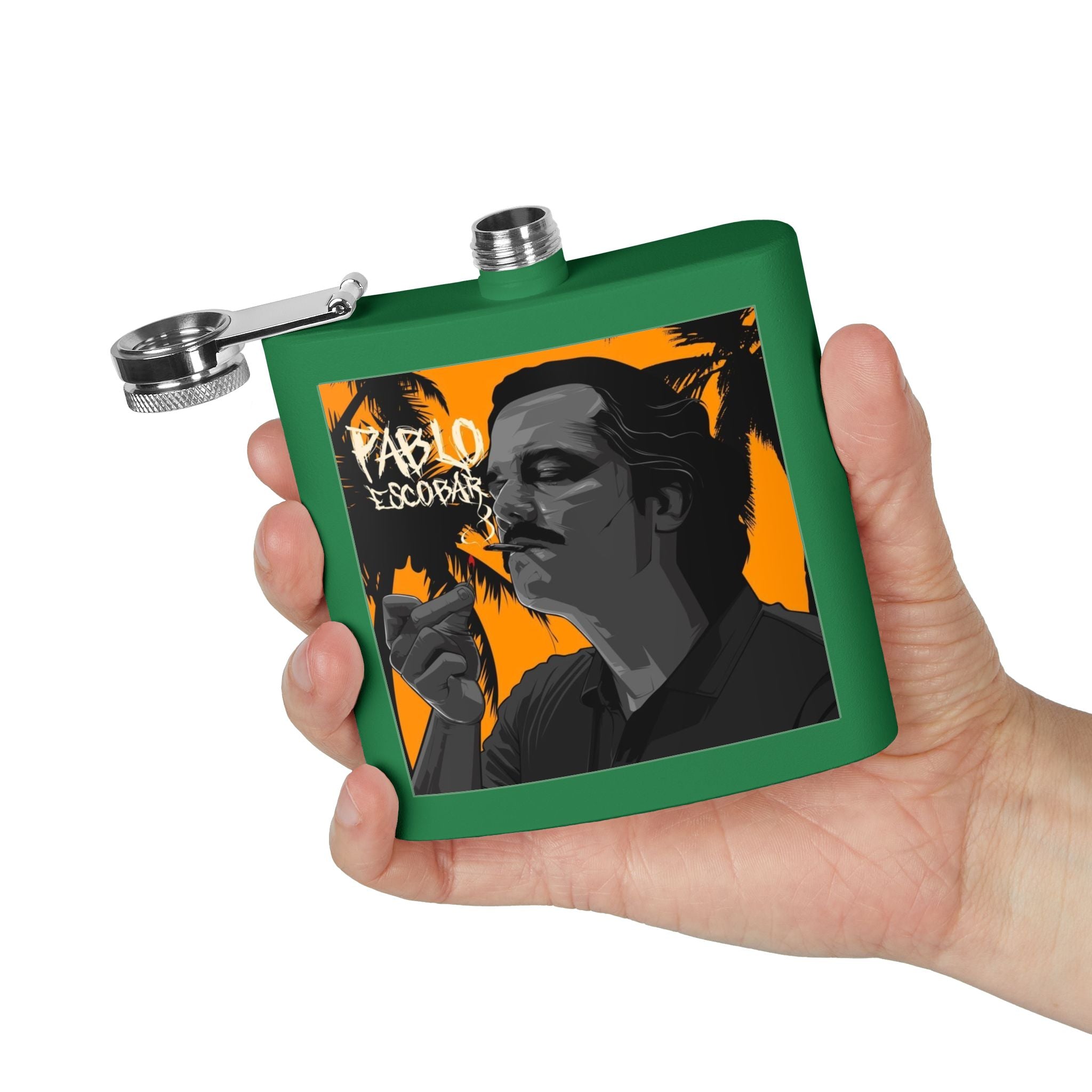 6oz Stainless Steel Flask — Retro Thriller Portrait Design