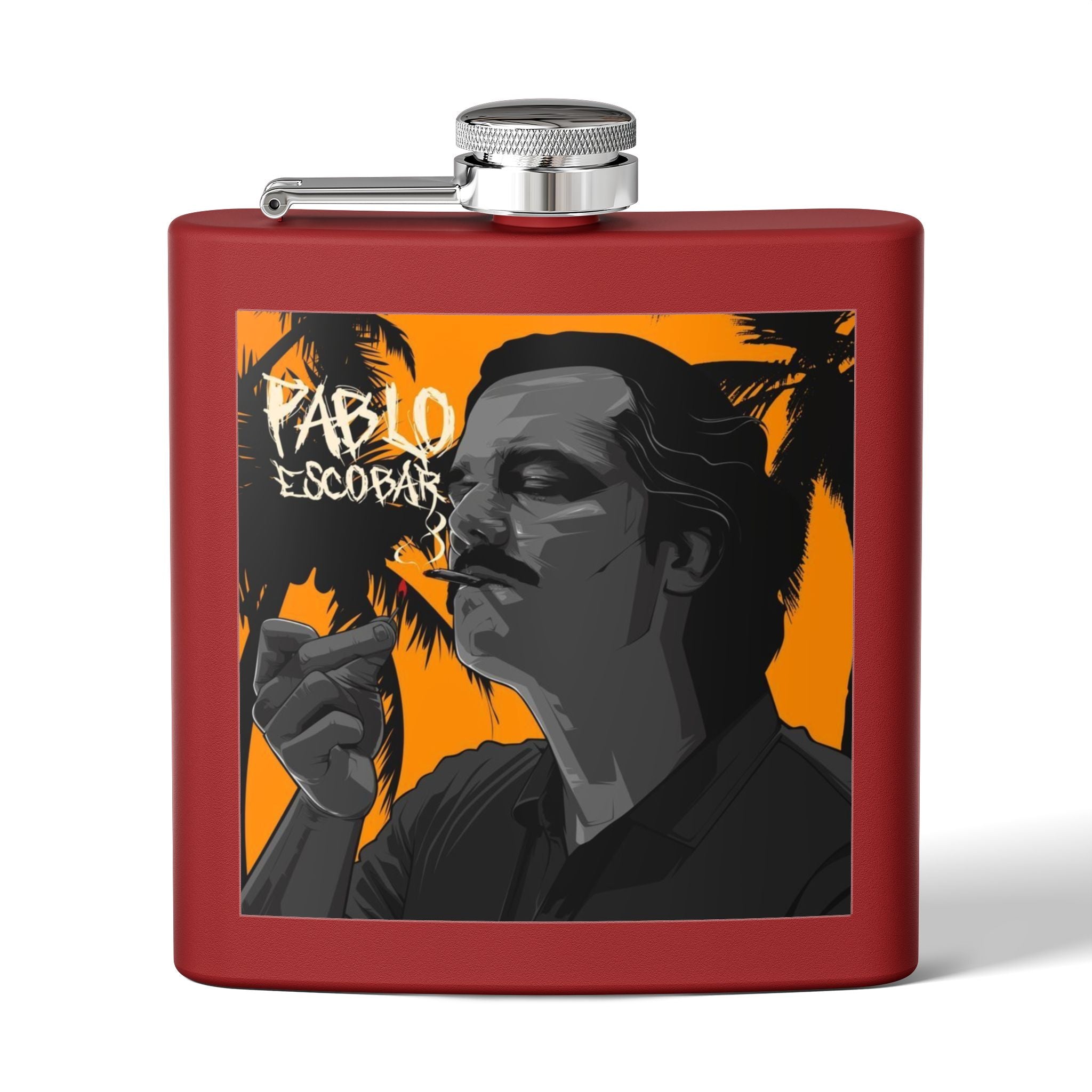 6oz Stainless Steel Flask — Retro Thriller Portrait Design