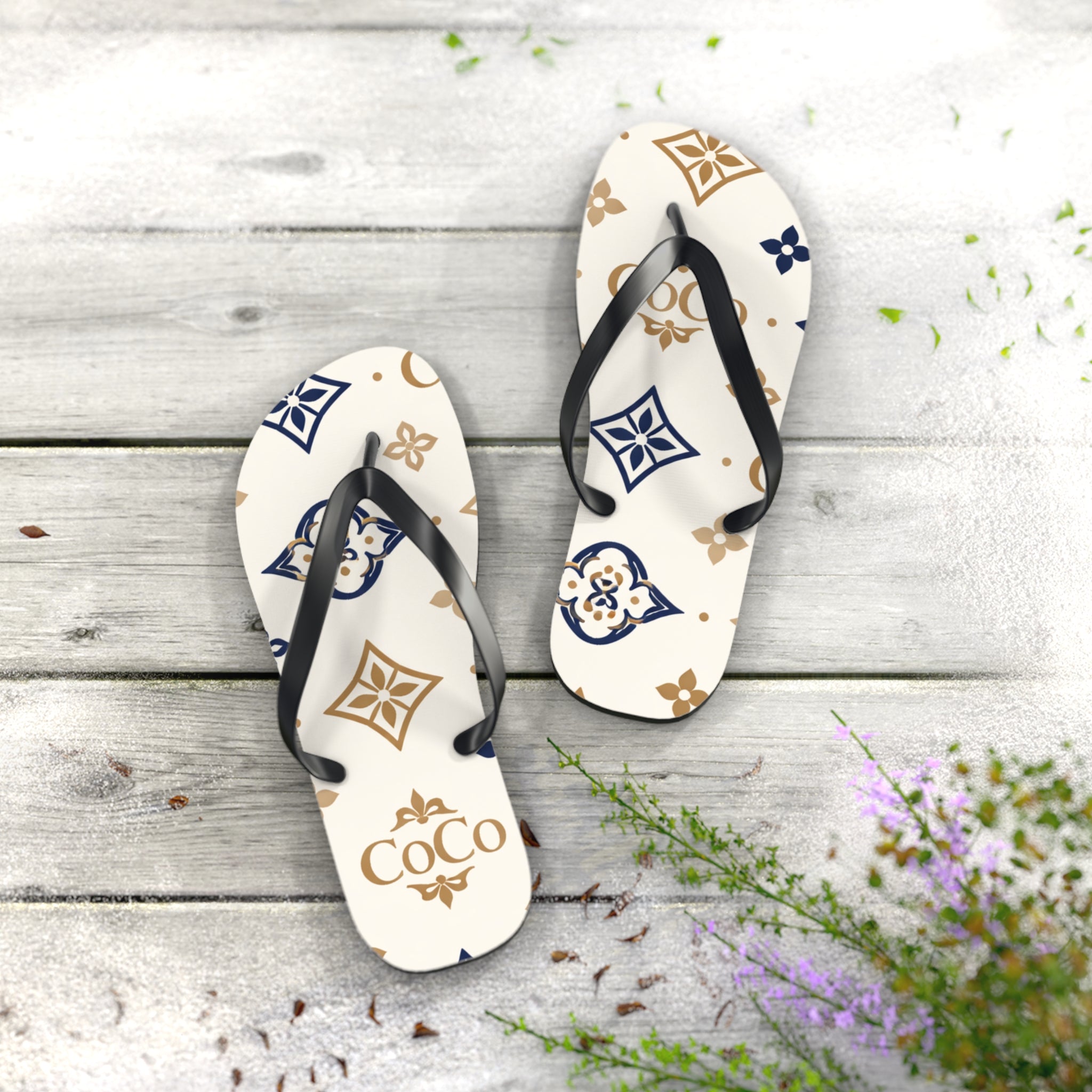 Flip Flops — Monogram CoCo Pattern Beach Sandals