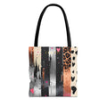 Leopard Hearts Pattern Tote Bag — Floral & Striped All-Over Print Tote