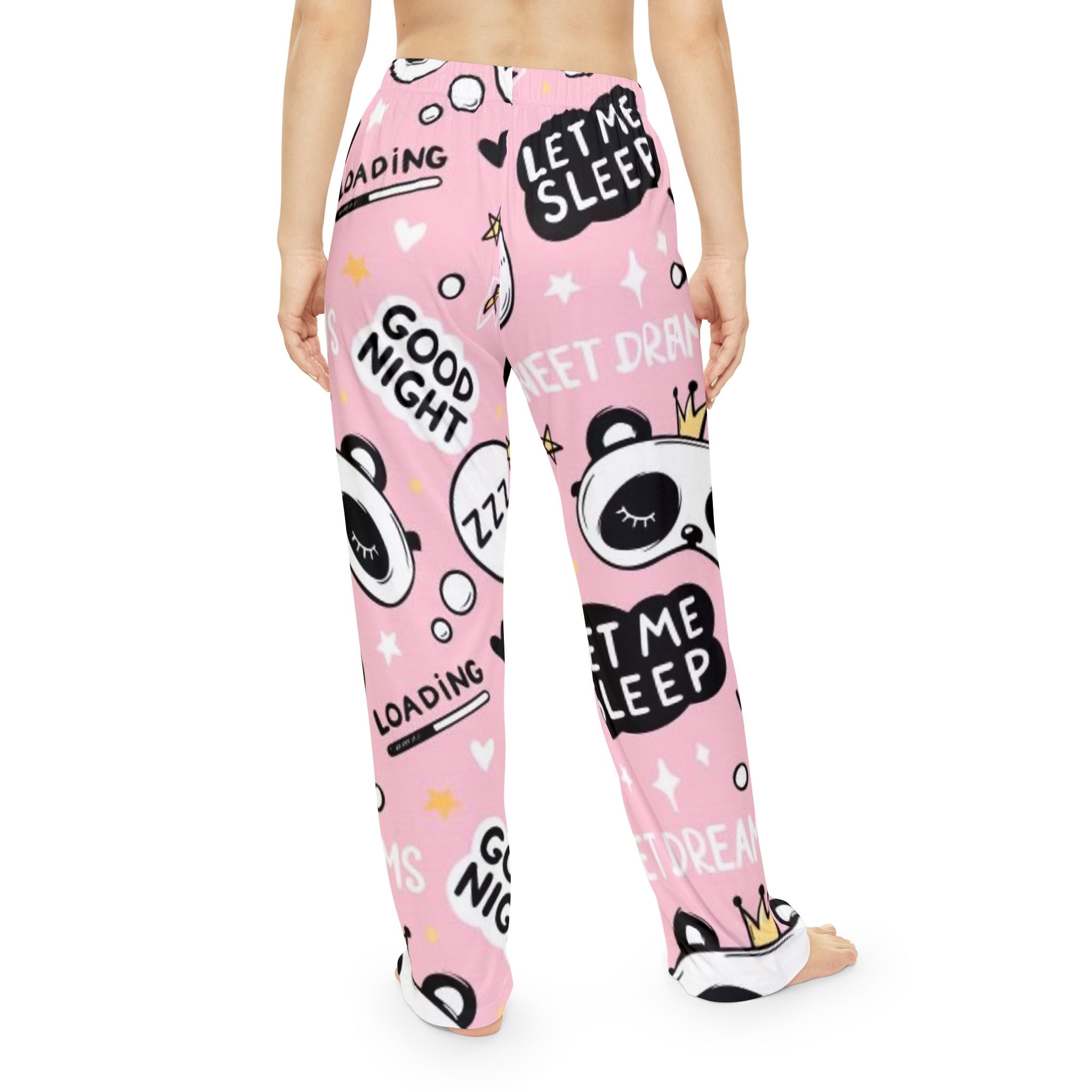 Pajama Pants — Pink 'Good Night / Let Me Sleep' All-Over Print Lounge Pants