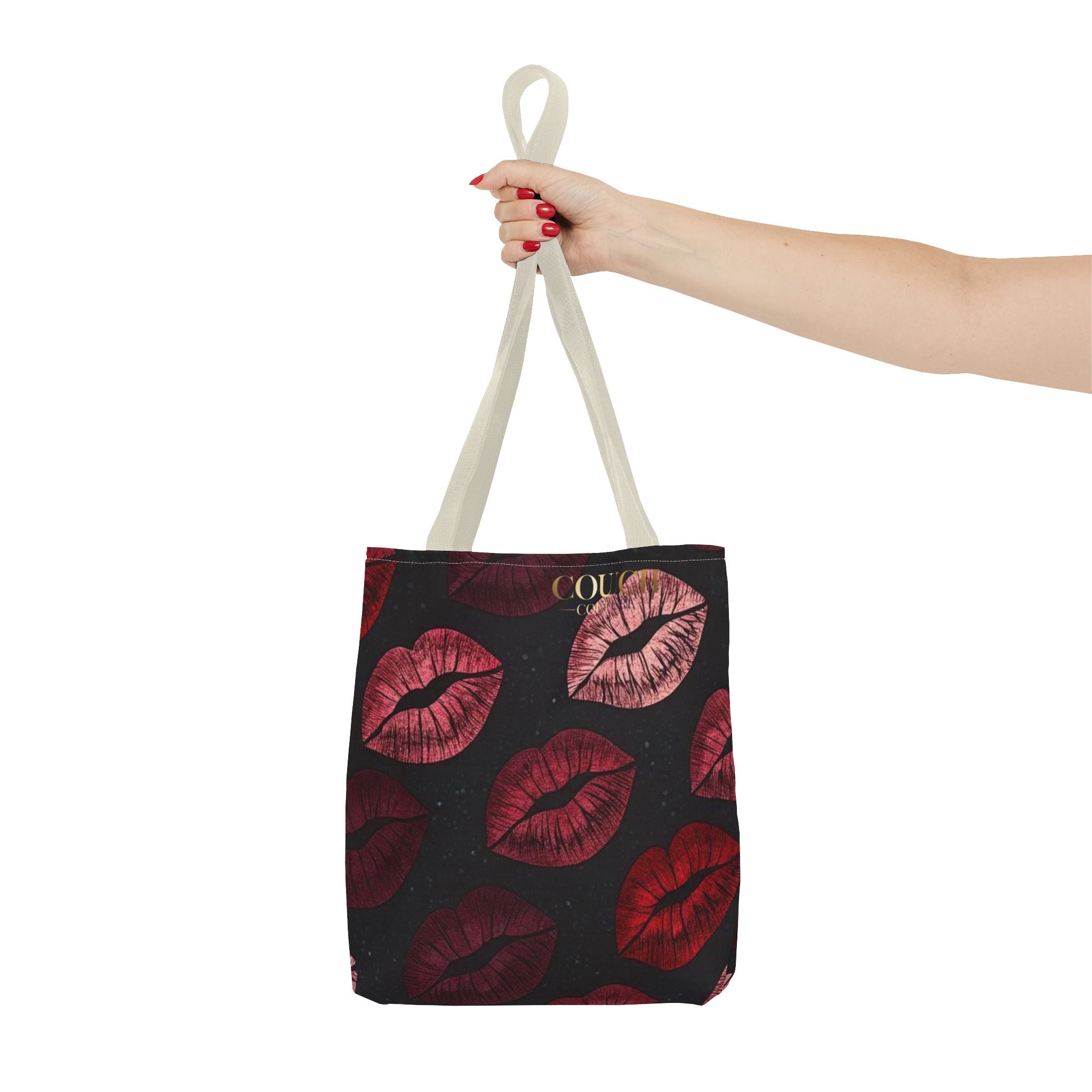 Kiss Print Tote Bag — Red Lip Pattern All-Over-Print Beach & Everyday Shopper
