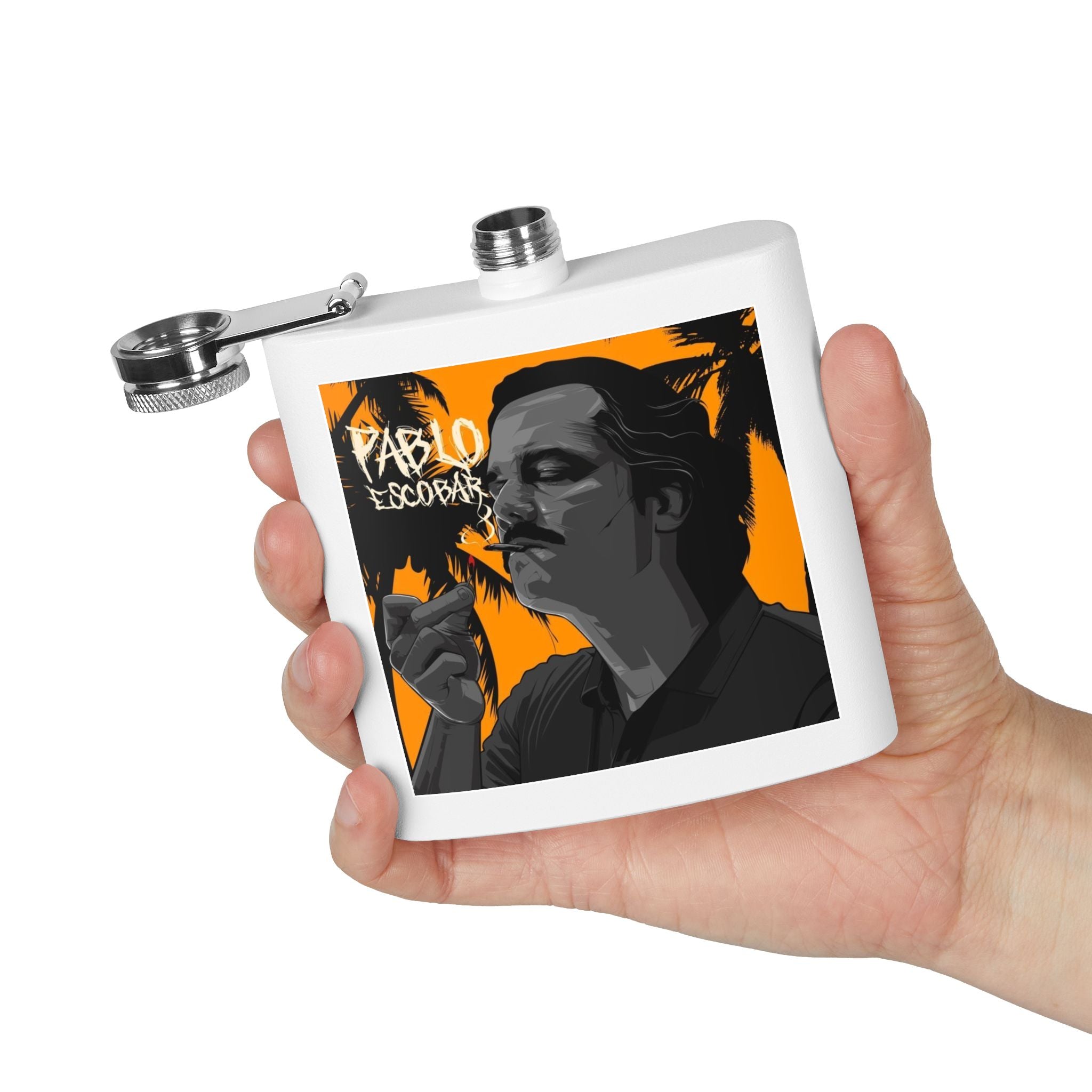 6oz Stainless Steel Flask — Retro Thriller Portrait Design