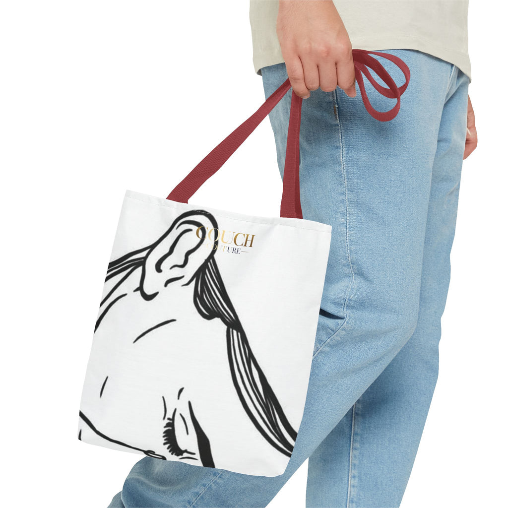 Minimalist Line Art Tote Bag — 'Touch the Trend' Candlestick Chart Design