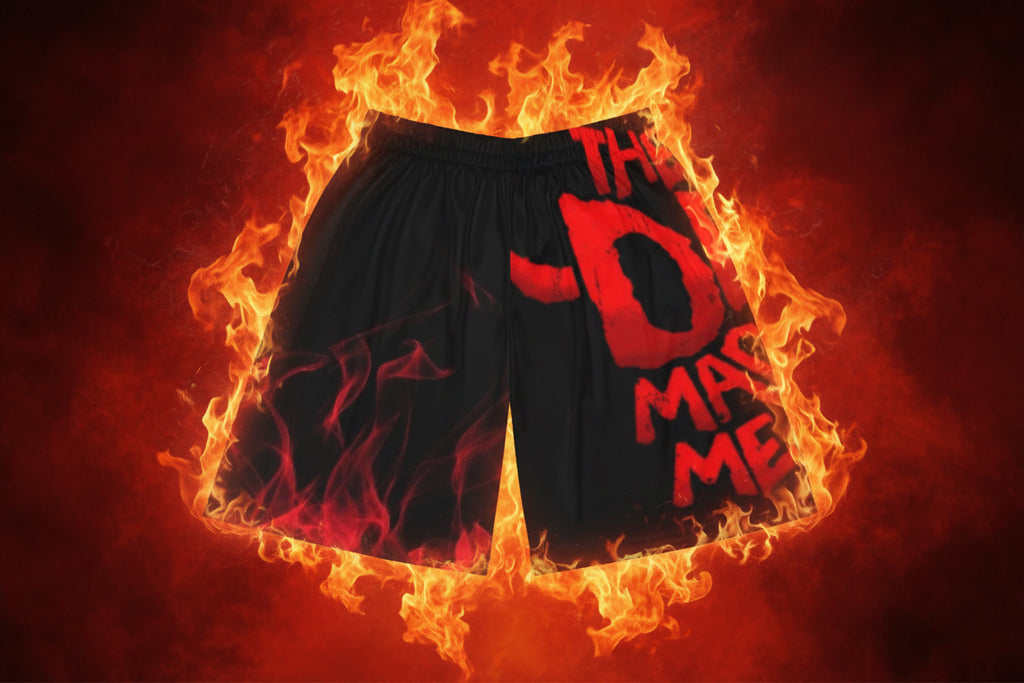Devil Made Me Do It Basketball Shorts — Flame AOP Athletic Shorts
